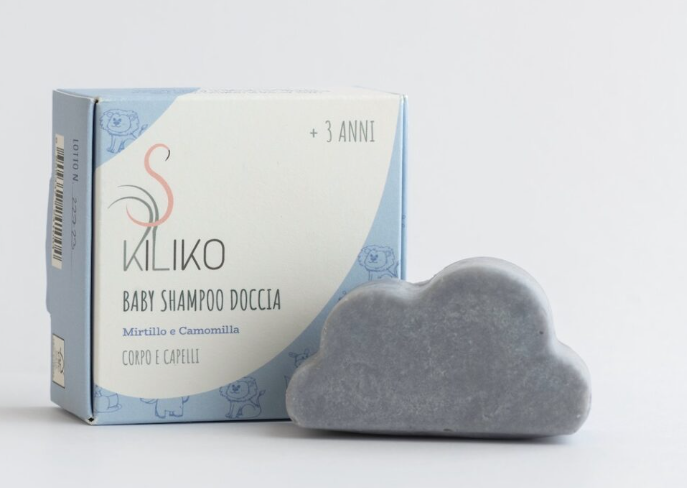 IMMAGINE DETERGENTE SOLIDO CORPO CAPELLI A FORMA DI NUVOLA AZZURRA