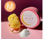 ARIELLE RITMO KIT GIORNO E NOTTE TAGLIA M. SI VEDONO DUE SPUGNE METRUALI CON ANELLO BIANCO, PERCARBONATO IN MUCCHIETTO E SCTOLA ROSA PORTA PRODOTTO IN ALLUMIIO. SFONDO IMMAGINE ROSA